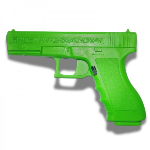REPLICA PISTOLA PARA ENTRENAMIENTO GHOST GLOCK 17 VERDE CON CARGADOR LLENO Y VACIO